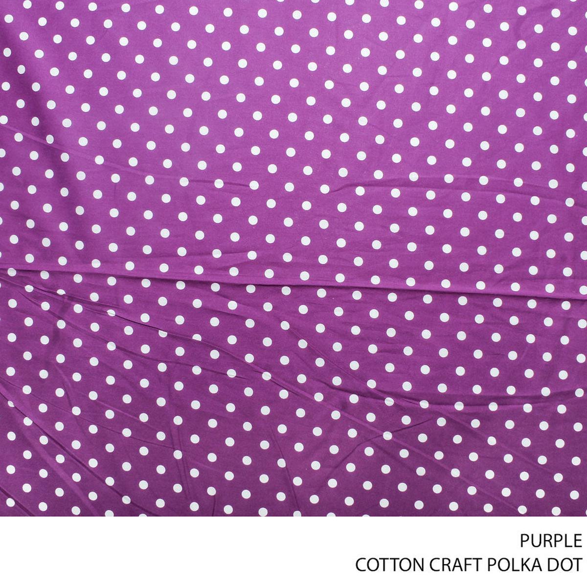 COTTON CRAFT POLKA DOT FABRIC PURPLE ROLL ROLL 002