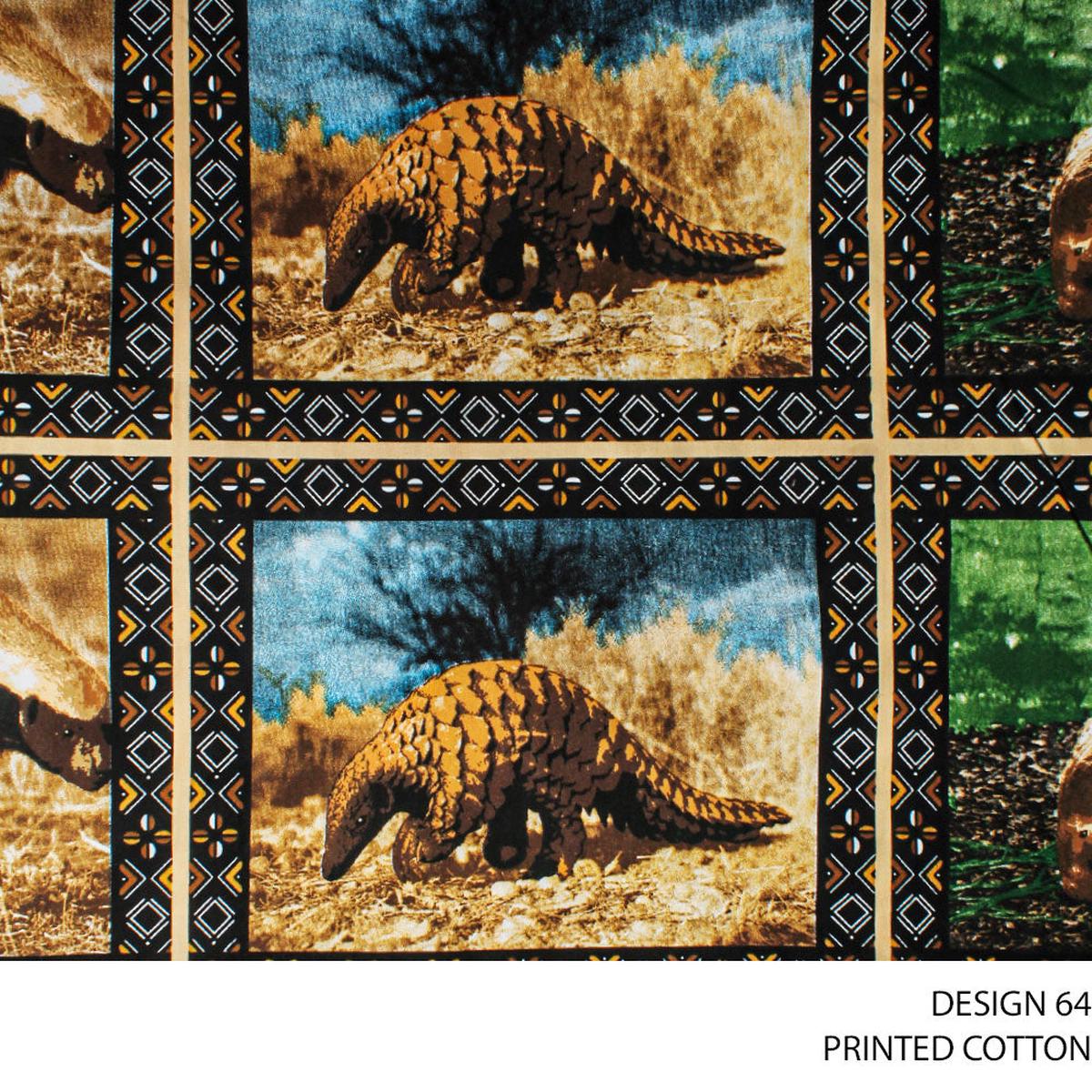 COTTON PRT WILD PANGOLINS BLK/BEIGE ROLL 001 1