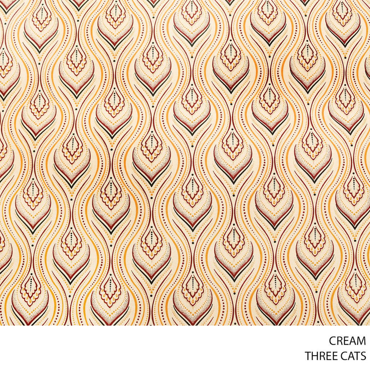 THREE CATS FANCY FABRIC CREAM ROLL ROLL 023