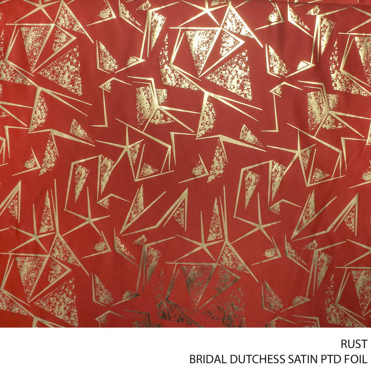 BRIDAL DUTCHESS SATIN PTD FOIL FABRIC RUST