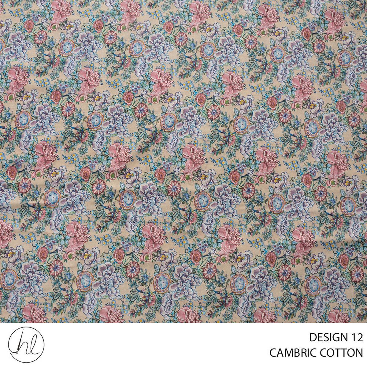 COTTON CAMBRIC PRINTED FABRIC 150CM BEIGE ROLL ROLL 001