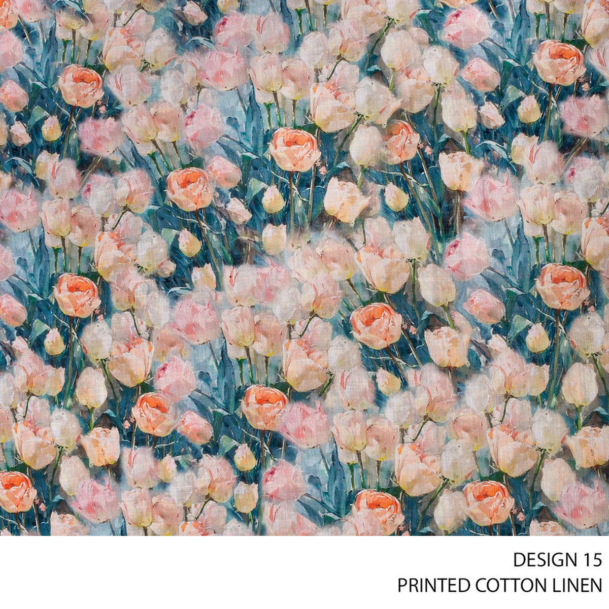 COTTON LINEN PRINTED D#3 140CM APRICOT ROLL ROLL 001