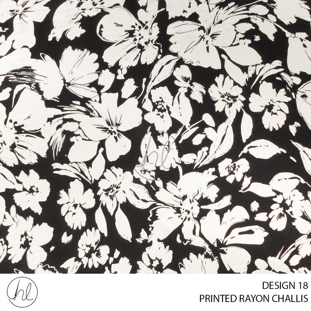 PRINTED RAYON CHALLIS 56 BLACK 150CM PER M