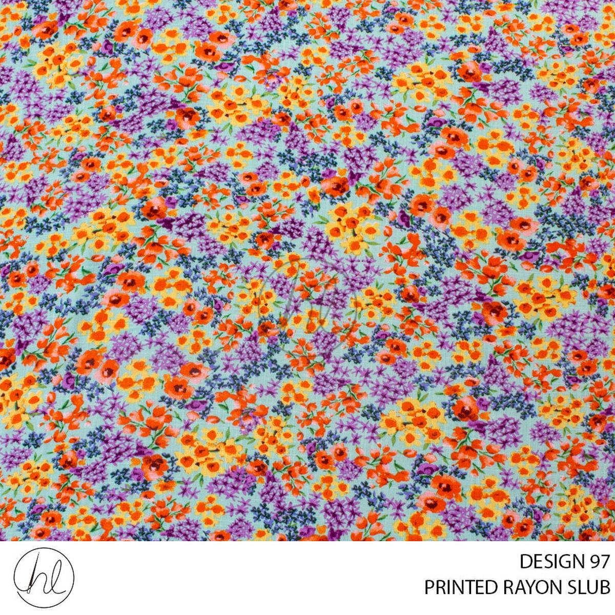 PRINTED RAYON SLUB 51 PER M MINT DESIGN 97 150CM WIDE