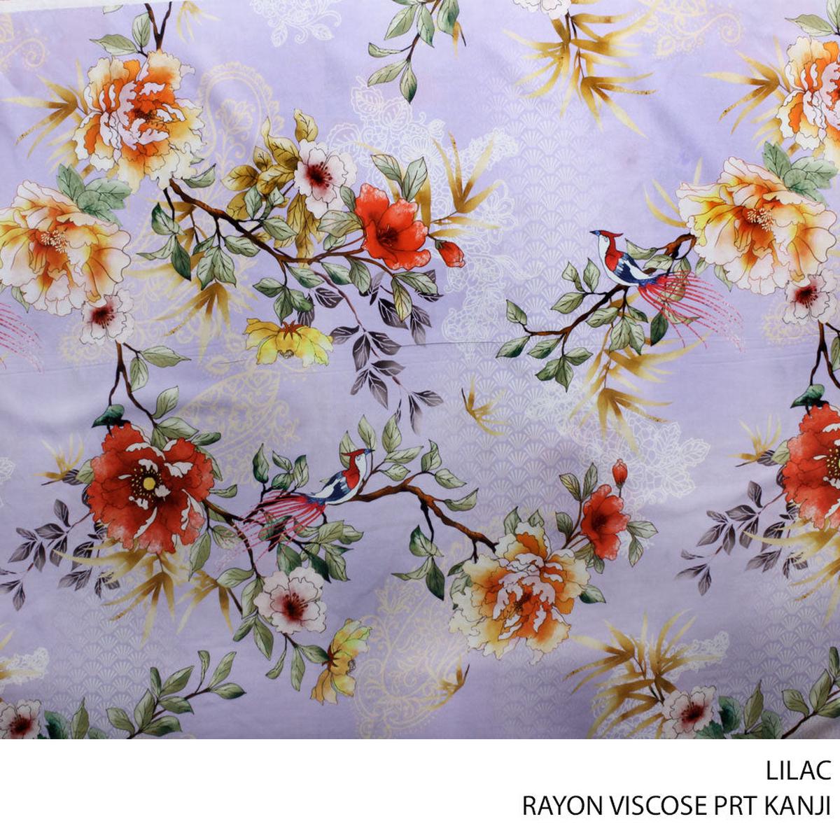 RAYON VISCOSE PRT KANJI FABRIC LILAC ROLL ROLL 001