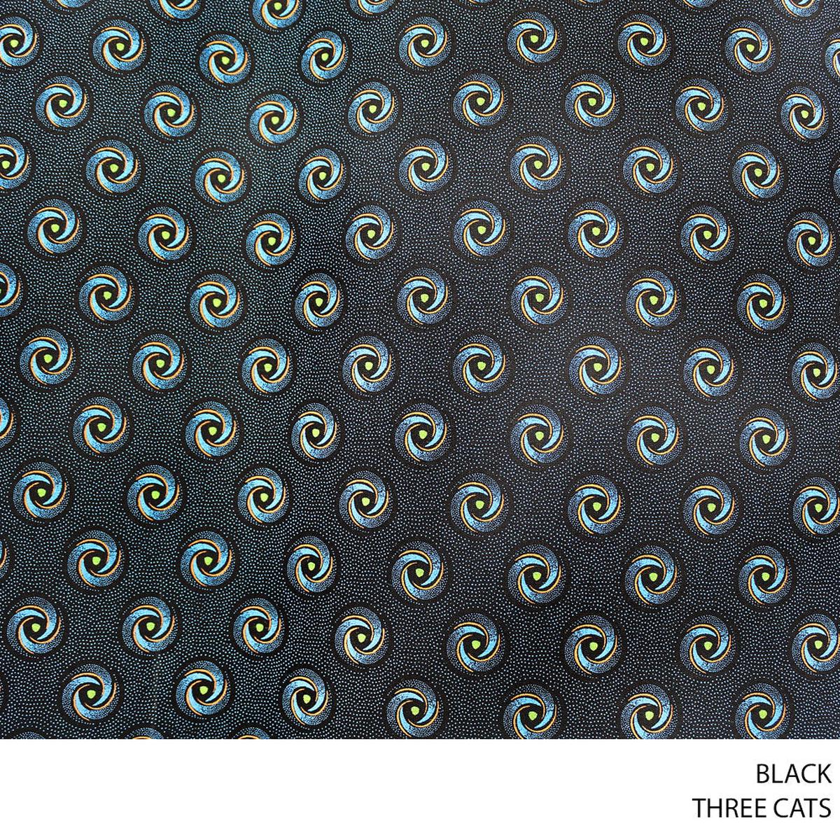THREE CATS FANCY FABRIC 90CM BLACK ROLL ROLL 010