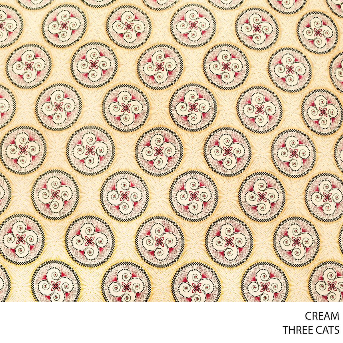 THREE CATS FANCY FABRIC CREAM ROLL ROLL 026