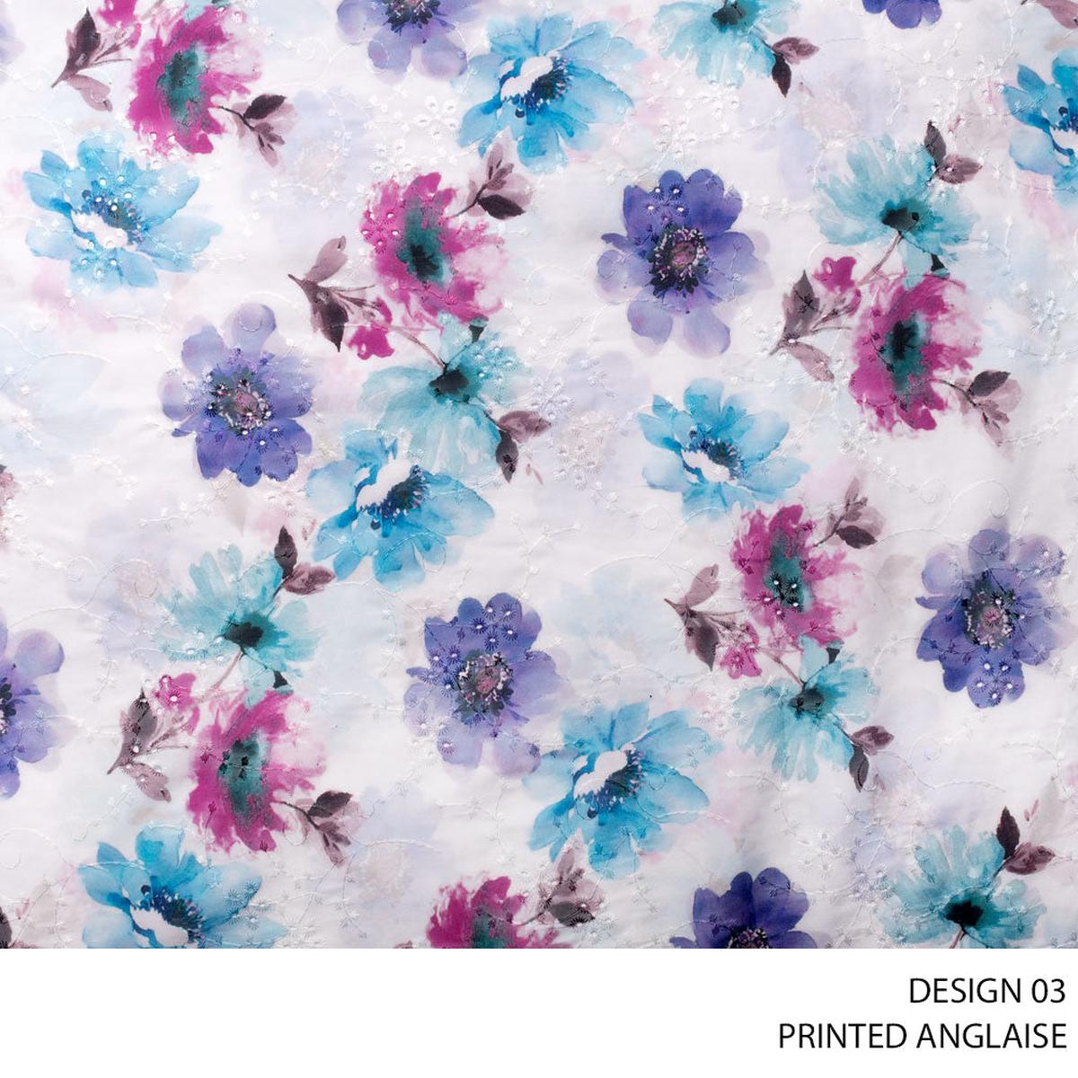 ANGLAISE PRINTED D#2 FABRIC 140CM PURPLE ROLL ROLL 001