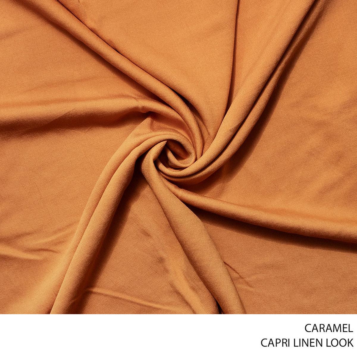 CAPRI LOOK LINEN FABRIC 150CM CARAMEL ROLL ROLL 001