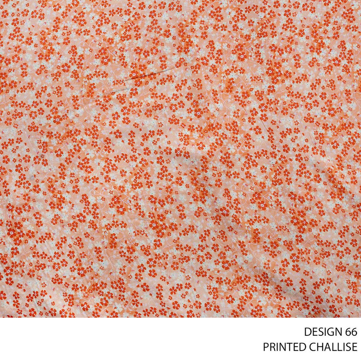 CHALLIS PRINTED FABRIC 150CM ORANGE ROLL ROLL 004