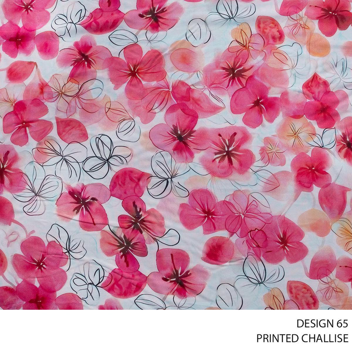 CHALLIS PRINTED FABRIC 150CM WHITE ROLL ROLL 006