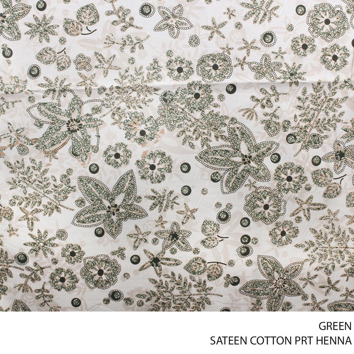 SATEEN COTTON PRT HENNA FABRIC GREEN
