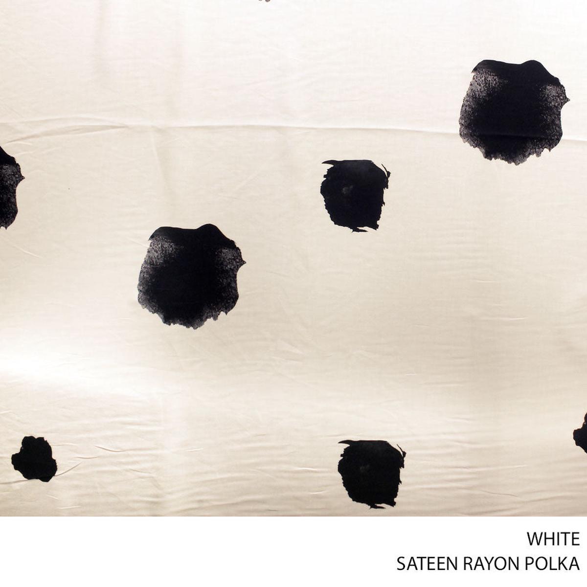 SATEEN RAYON POLKA FABRIC WHITE ROLL ROLL 001
