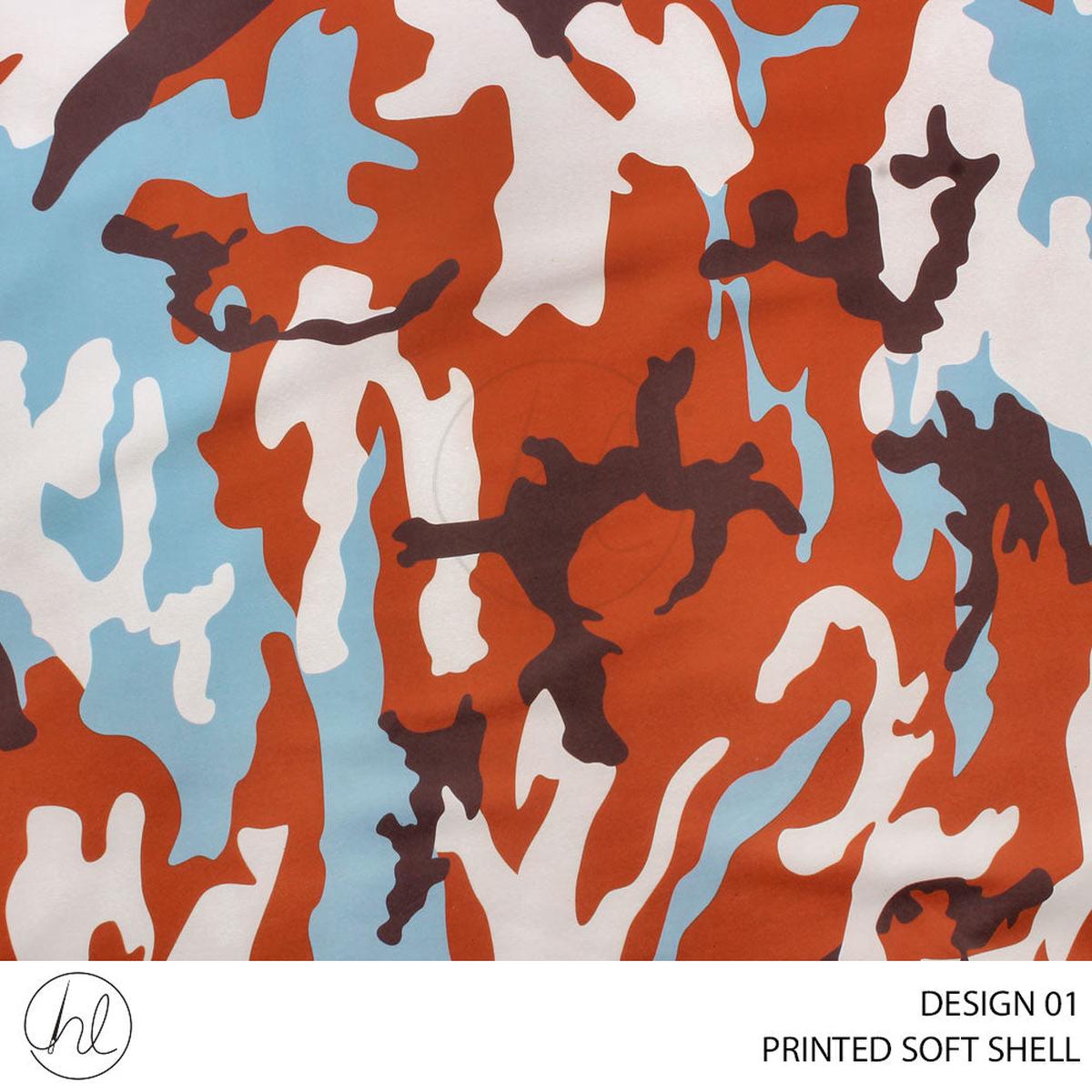 SOFT SHELL PRINTED FABRIC 150CM RUST ROLL ROLL 001