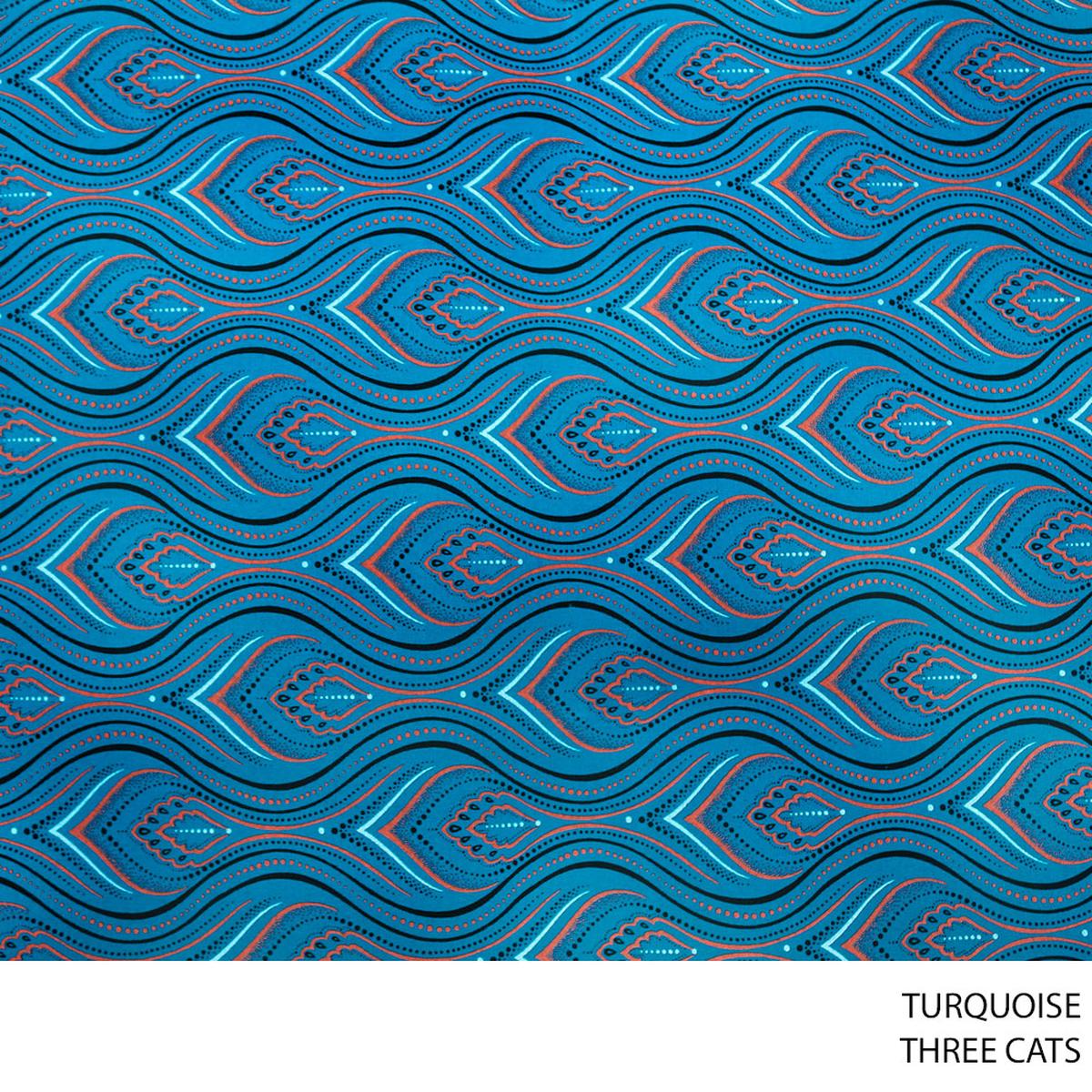 THREE CATS FANCY FABRIC TURQUISE ROLL 003