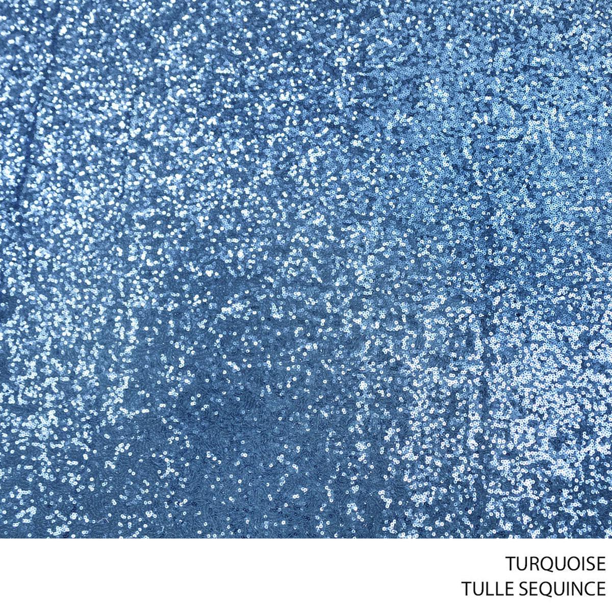 TULLE SEQUINCE FABRIC 140CM TURQUISE ROLL 001 1