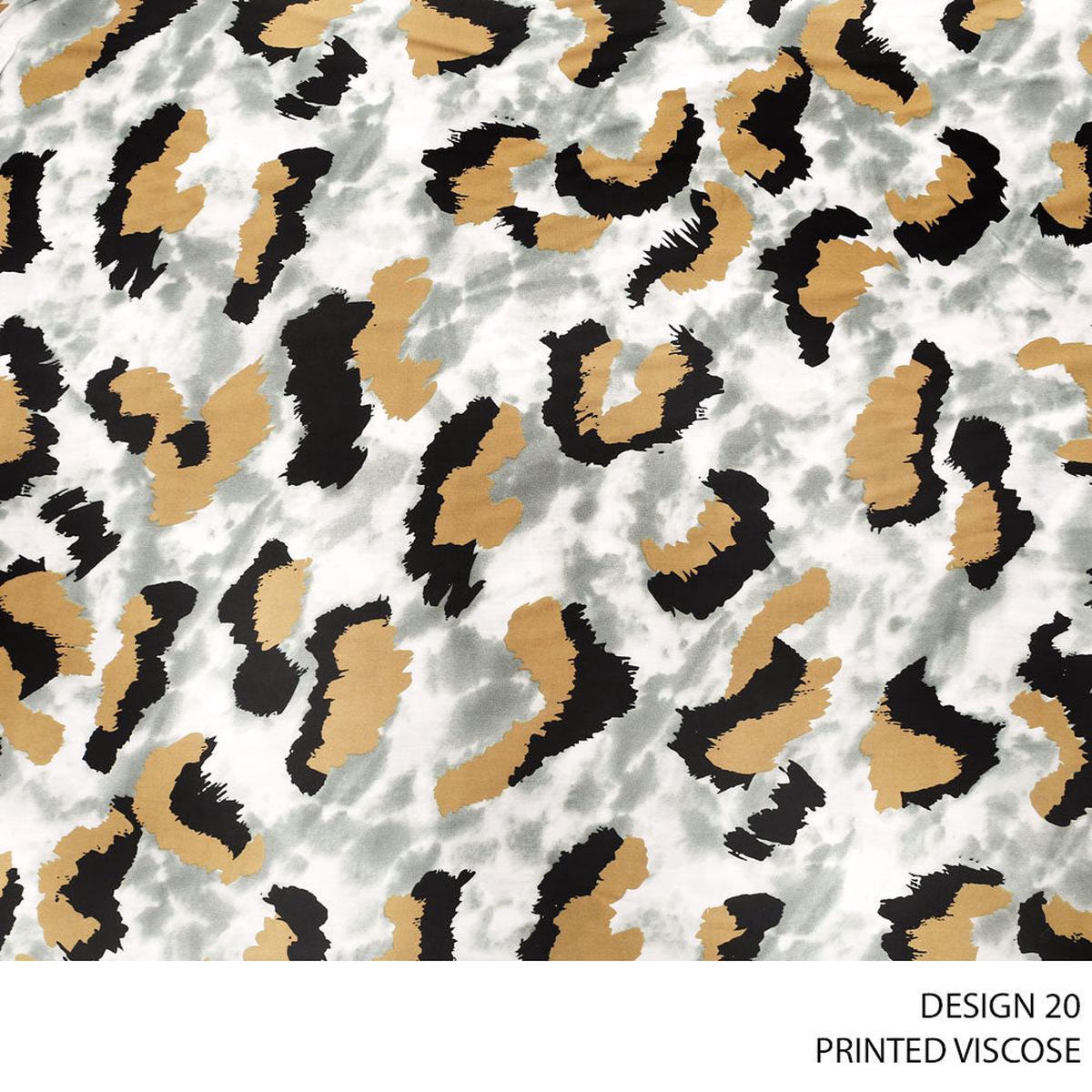 VISCOSE PRINTED FABRIC 140CM OCHRE ROLL ROLL 001