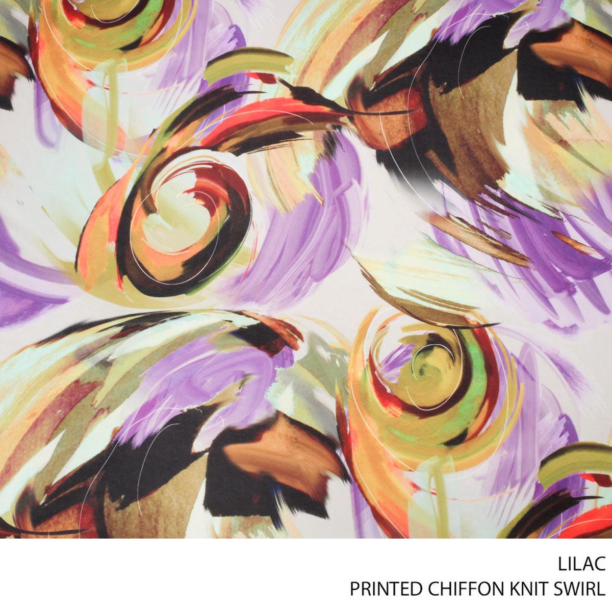 CHIFFON KNIT PRT SWIRL FABRIC LILAC ROLL ROLL 001