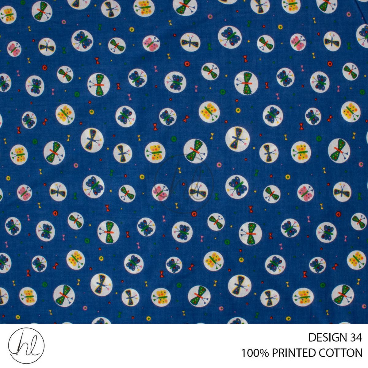 COTTON CRAFT BABGLE JANGLE PRINTED FABRIC BLUE ROLL ROLL 001