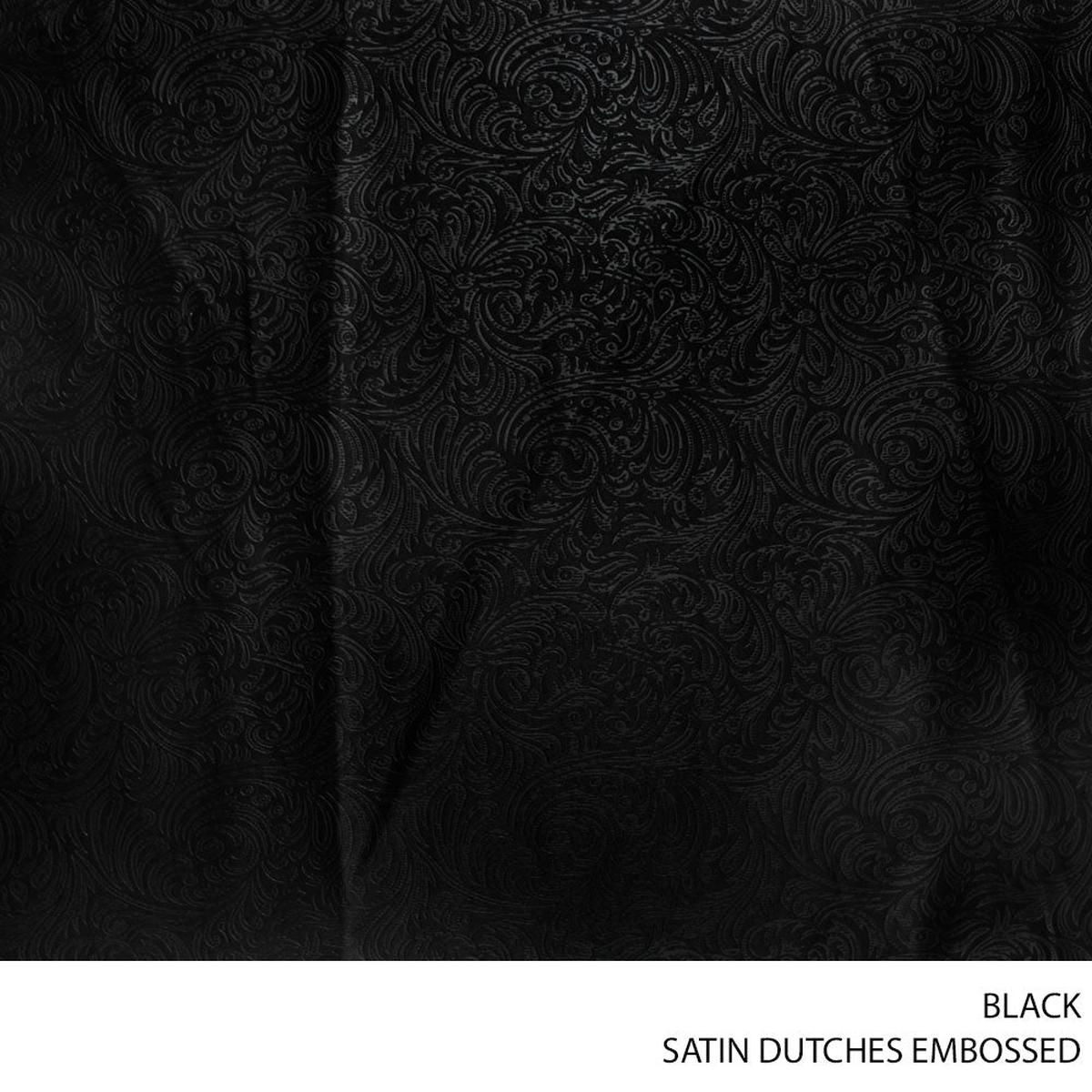 SATIN DUTCHESS EMBOSSED FABRIC 150CM BLACK ROLL ROLL 001