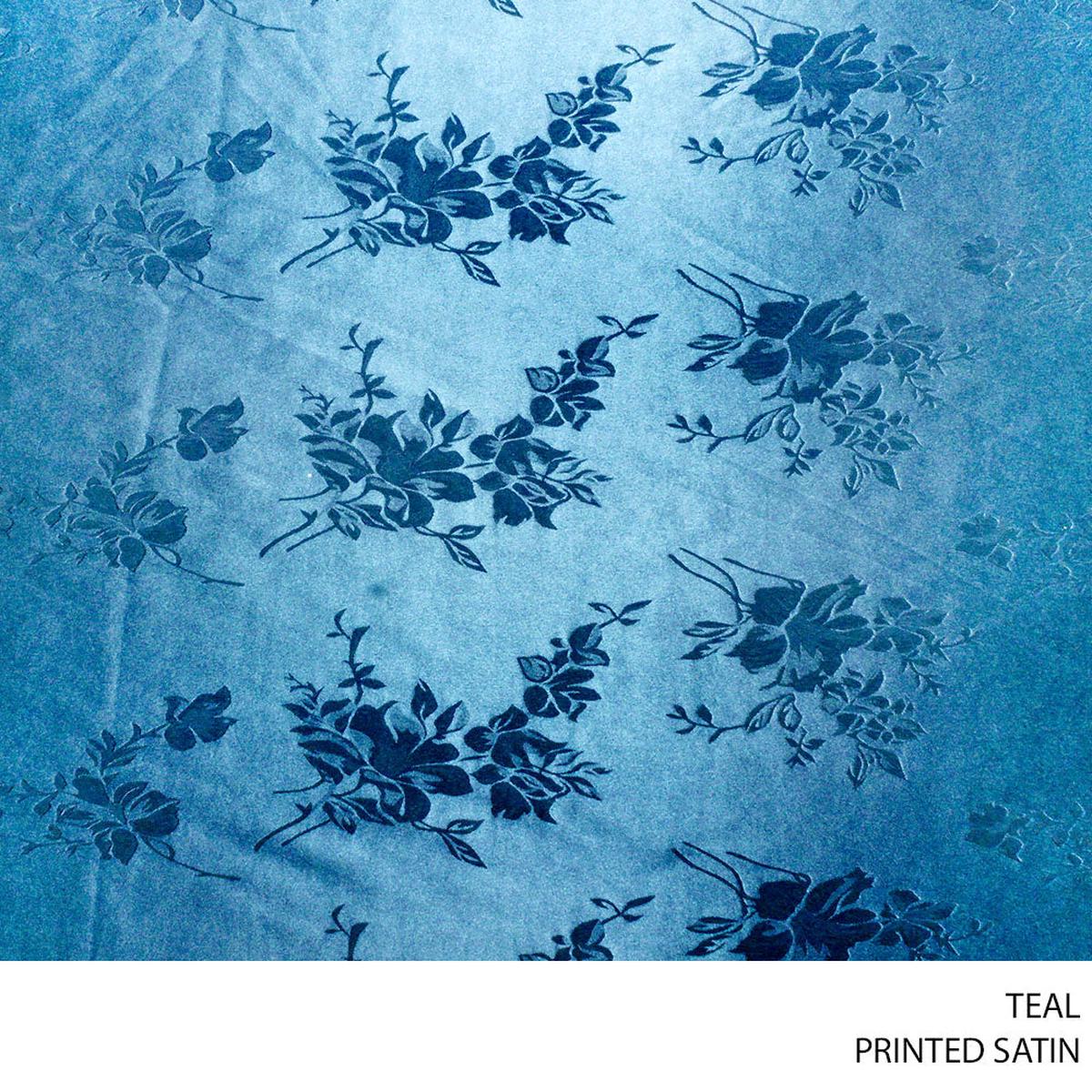 SATIN PRINTED FABRIC TEAL ROLL ROLL 001