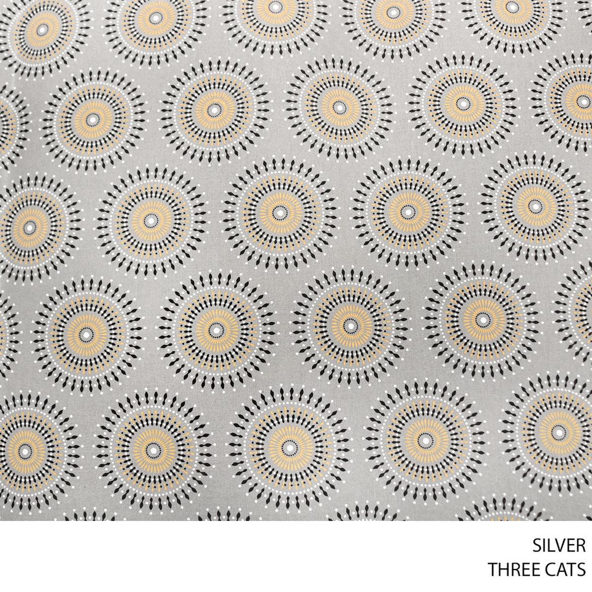 THREE CATS FANCY FABRIC 90CM SILVER ROLL ROLL 010