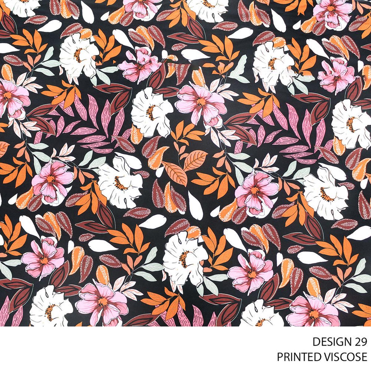 VISCOSE PRINTED FABRIC 140CM BLACK ROLL ROLL 002