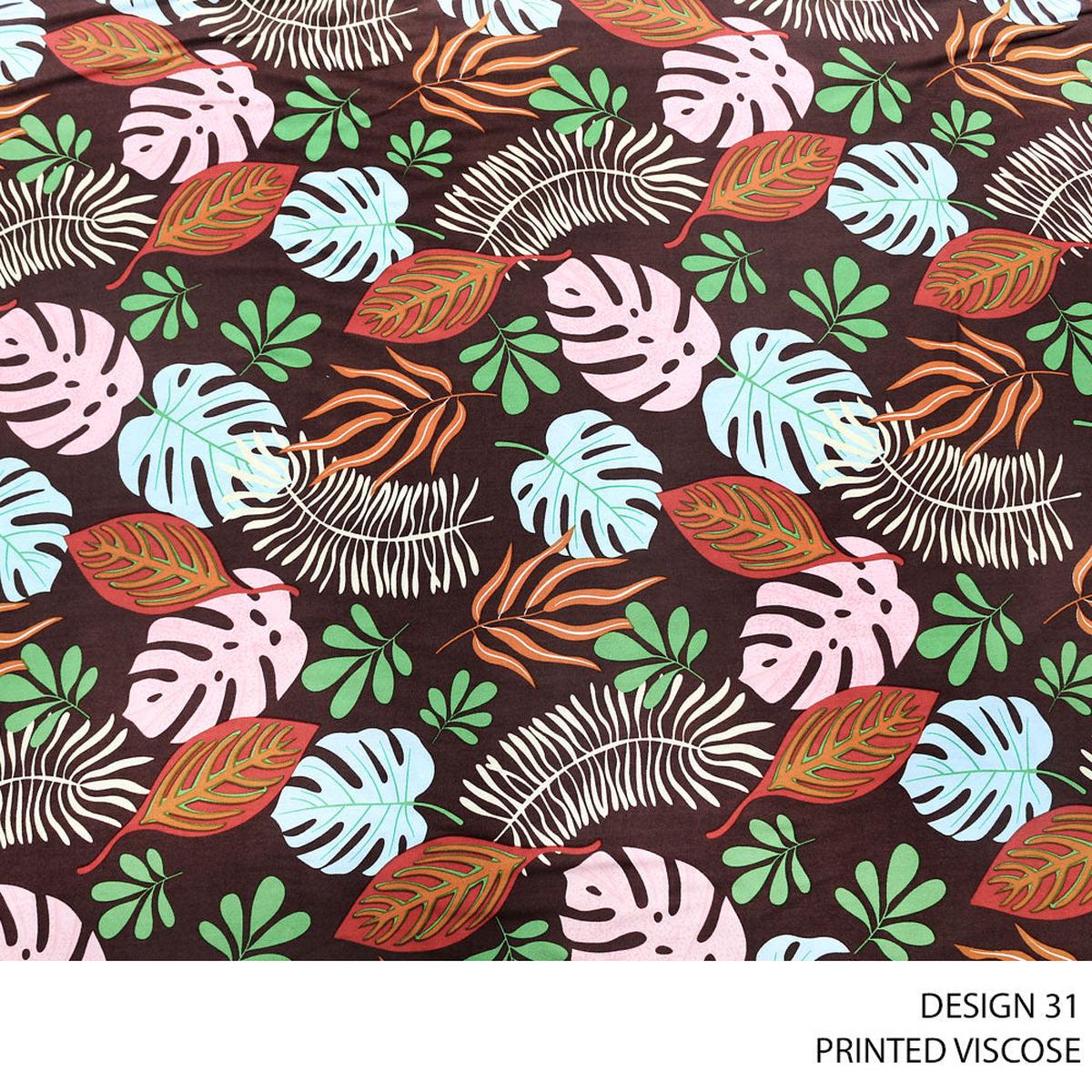 VISCOSE PRINTED FABRIC 140CM BROWN ROLL ROLL 003