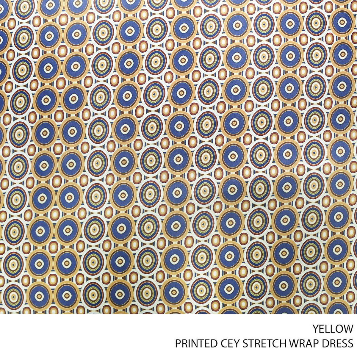 CEY PRT STRETCH WRAP DRESS FABRIC YELLOW ROLL ROLL 001