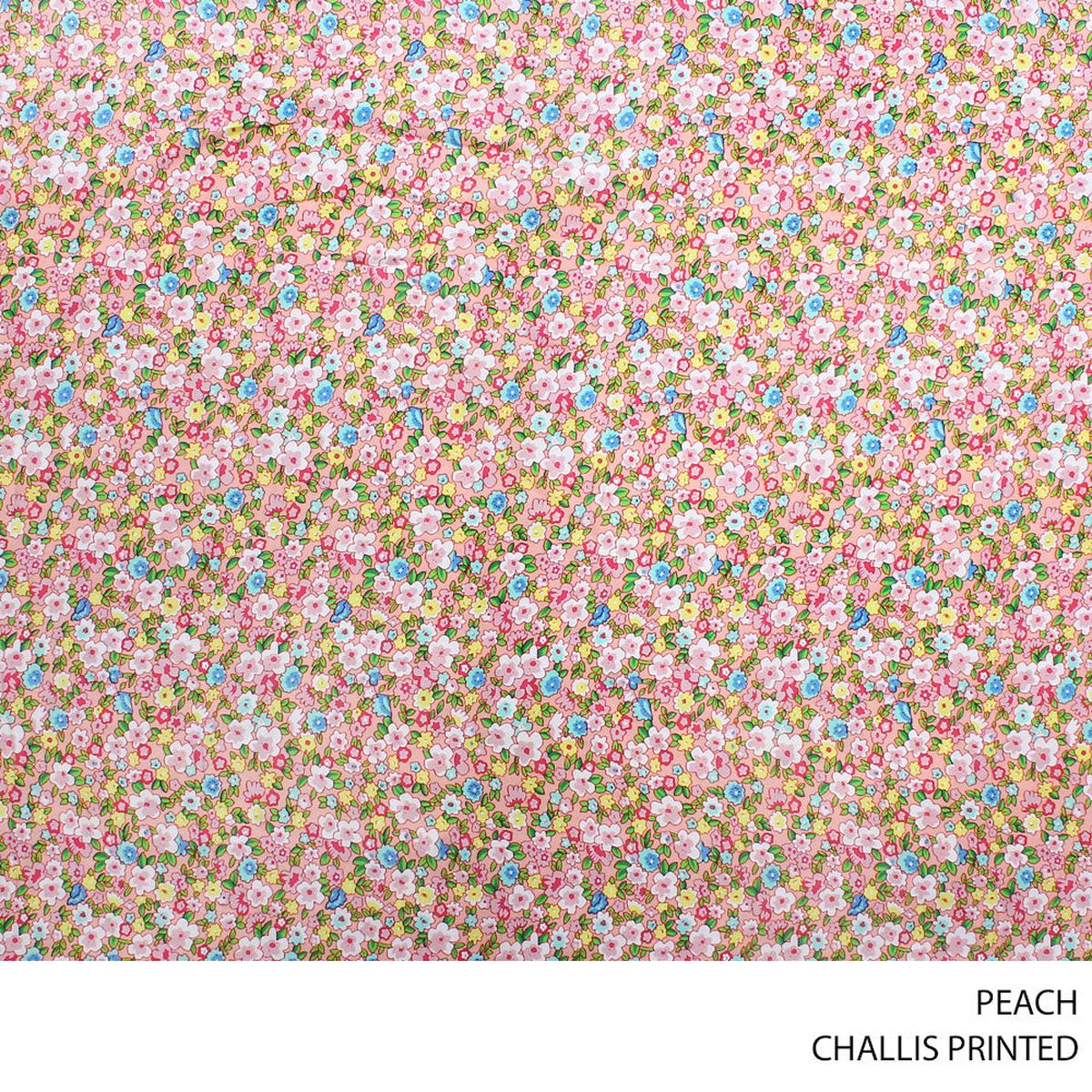 CHALLIS PRINTED FABRIC 140CM PEACH ROLL ROLL 001