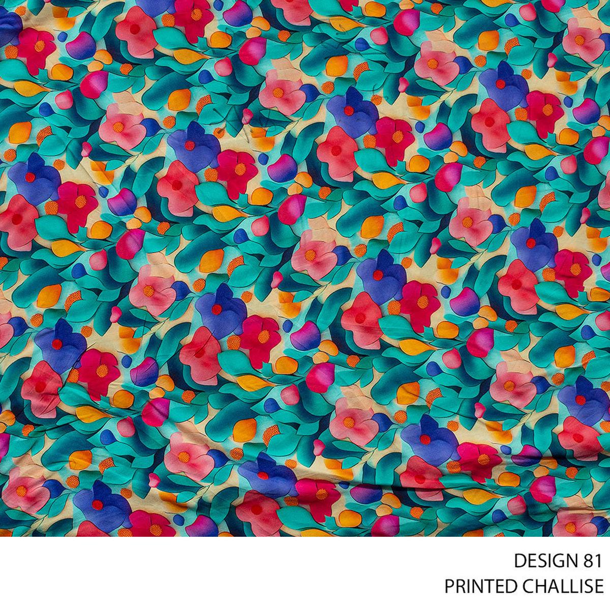 CHALLIS PRINTED FABRIC 150CM APRICOT ROLL ROLL 002