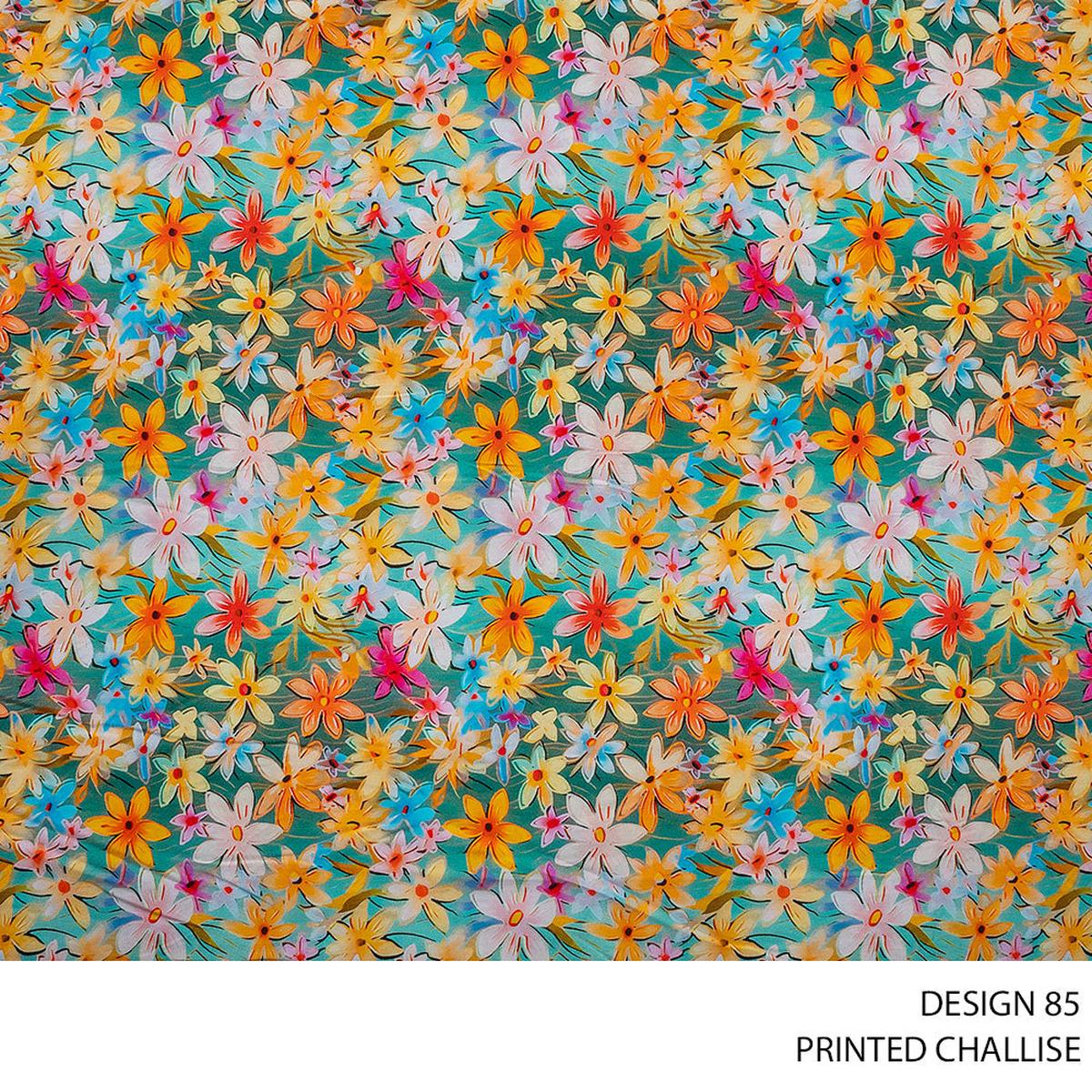 CHALLIS PRINTED FABRIC 150CM AQUAMARINE ROLL ROLL 003