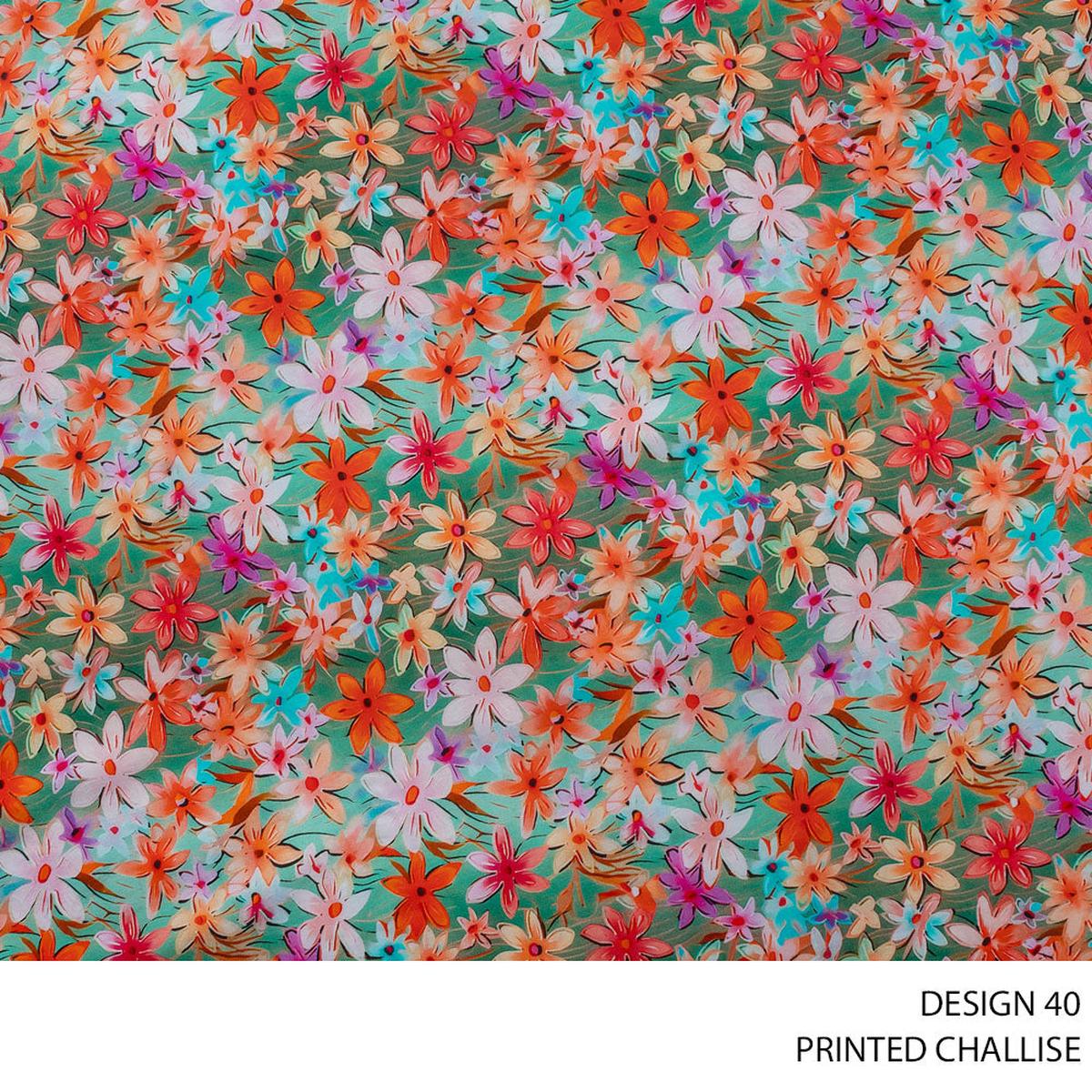 CHALLIS PRINTED FABRIC 150CM CELADON ROLL ROLL 001