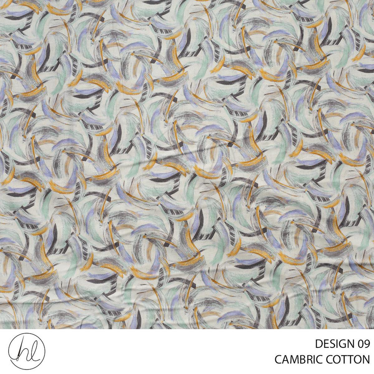 COTTON CAMBRIC PRINTED FABRIC 150CM MUSTARD ROLL ROLL 001