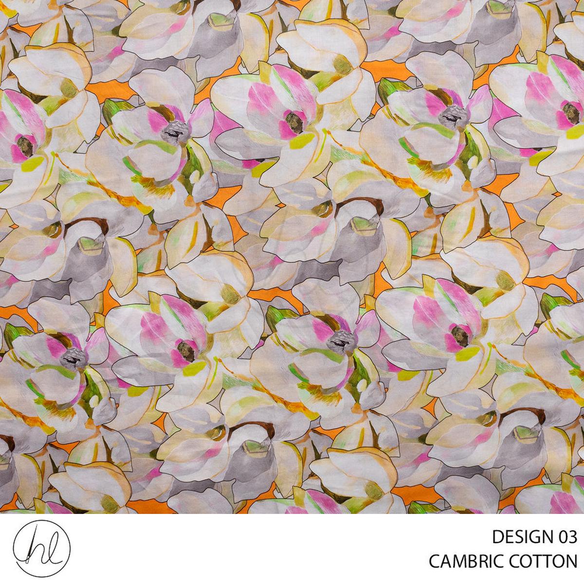 COTTON CAMBRIC PRINTED FABRIC 150CM SWEET/PINK ROLL ROLL 001