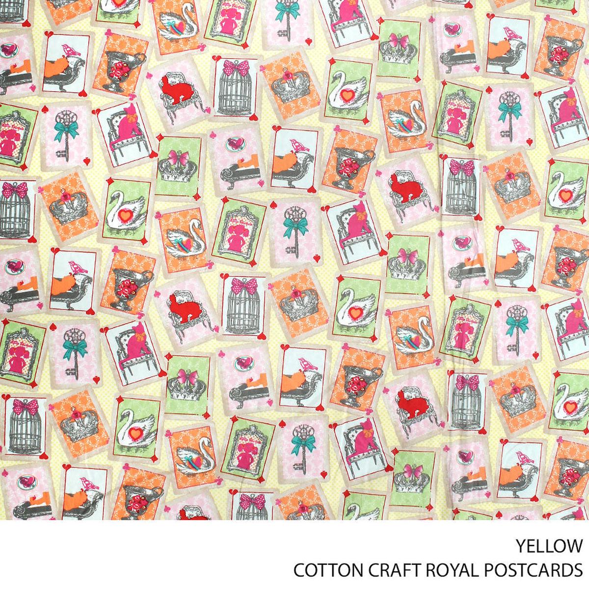 COTTON CRAFT ROYAL POSTCARDS FABRIC YELLOW