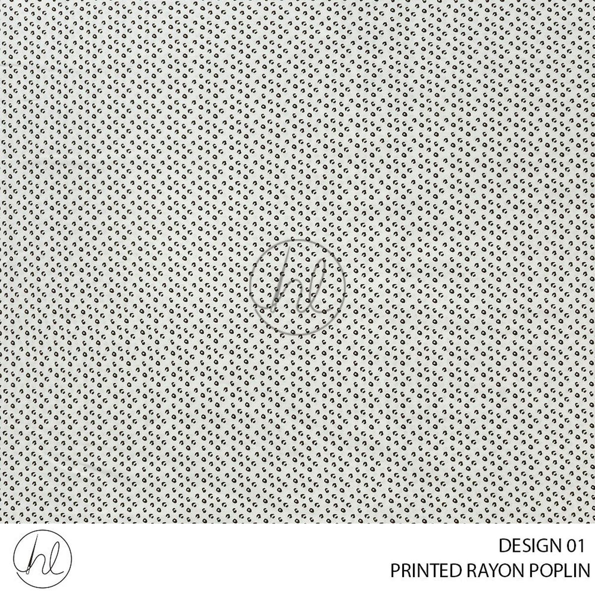 Printed rayon Poplin 51 Off White Design 01 145cm Per M