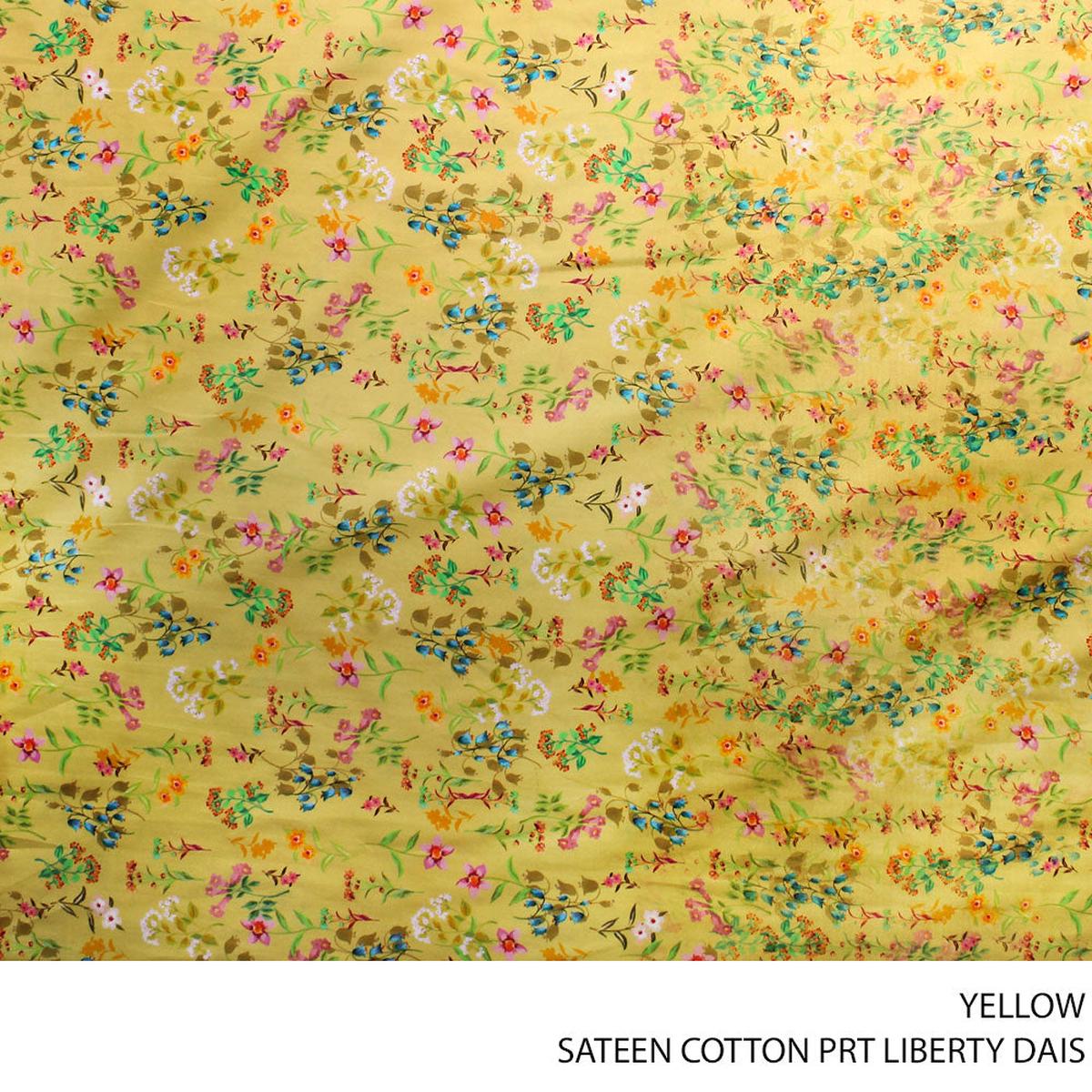 SATEEN COTTON PRT LIBERTY DAISY FABRIC YELLOW
