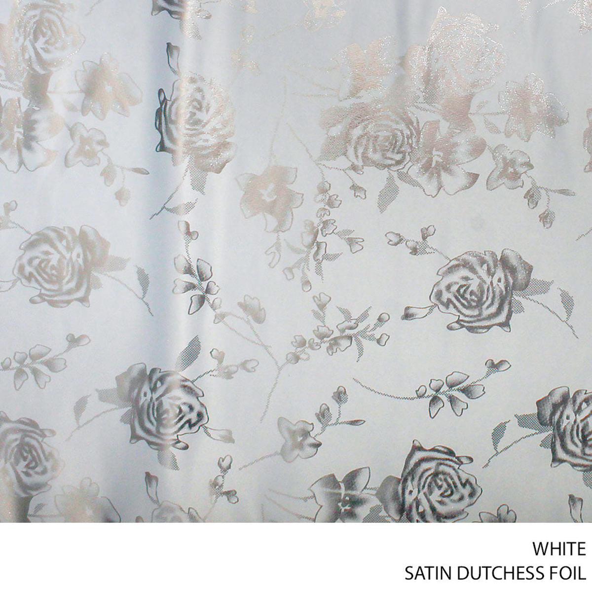SATIN DUTCHESS FOIL FABRIC 150CM WHITE ROLL ROLL 001