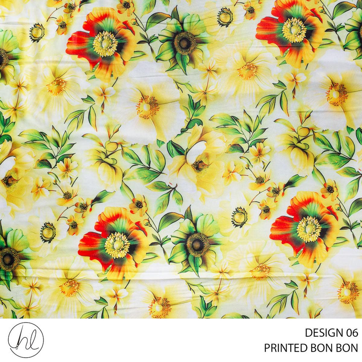 BON BON PRINTED FABRIC 150CM 100641 YELLOW ROLL ROLL 001