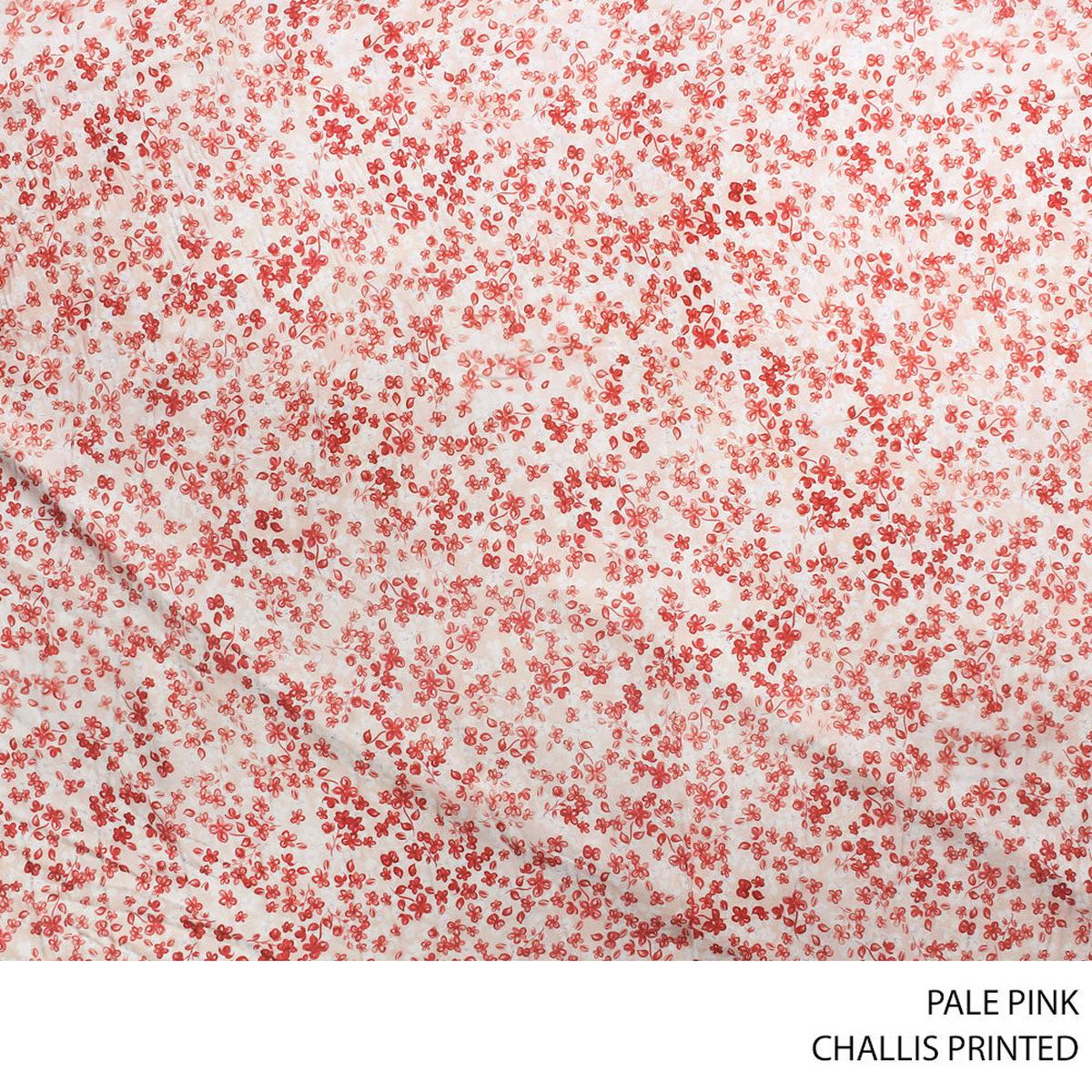 CHALLIS PRINTED FABRIC 140CM PALE PINK ROLL ROLL 002