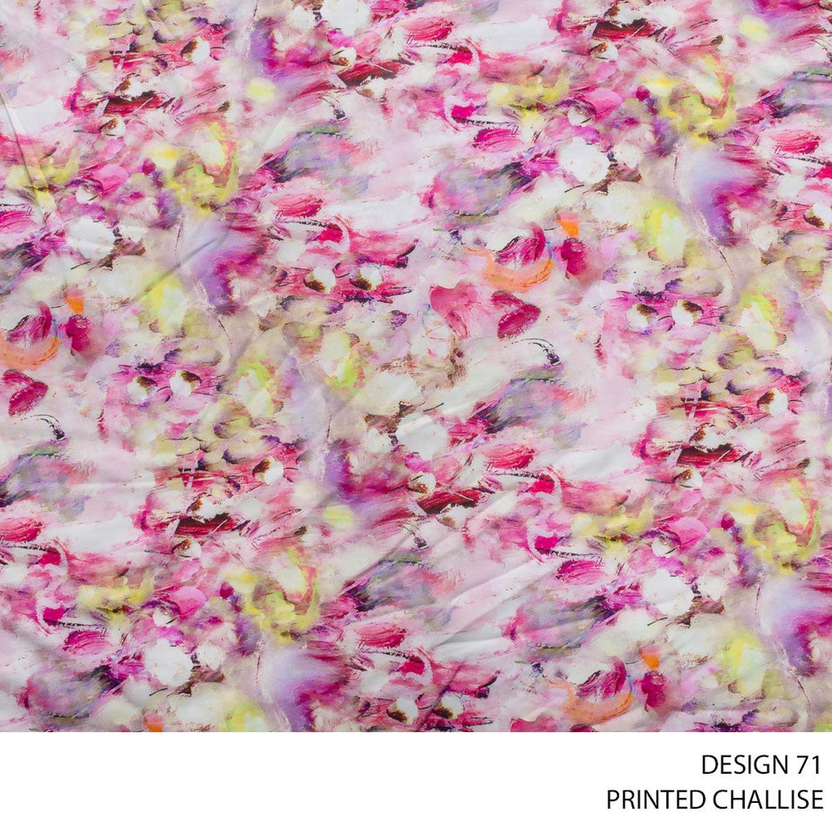 CHALLIS PRINTED FABRIC 150CM CERISE ROLL ROLL 005