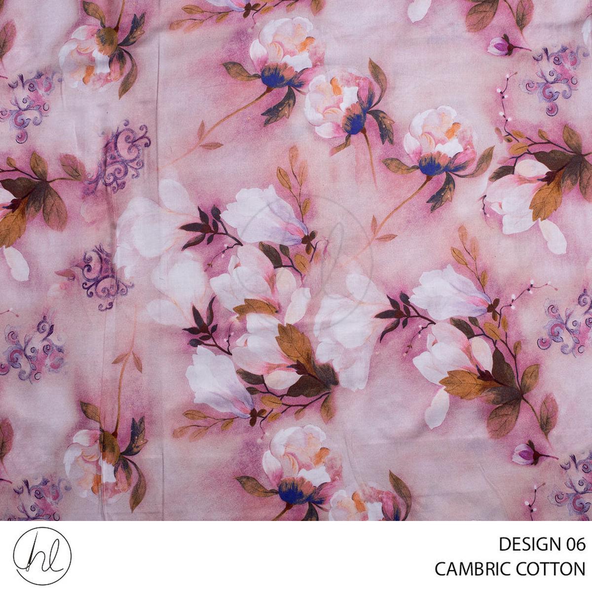 COTTON CAMBRIC PRINTED FABRIC 150CM MISTY ROSE ROLL ROLL 001