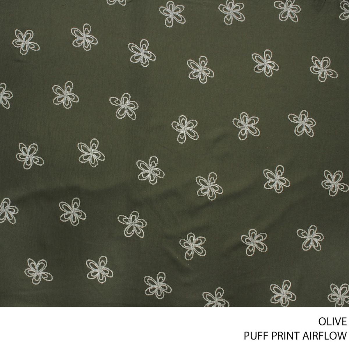 PUFF PRINT AIRFLOW FABRIC 150CM OLIVE ROLL ROLL 001