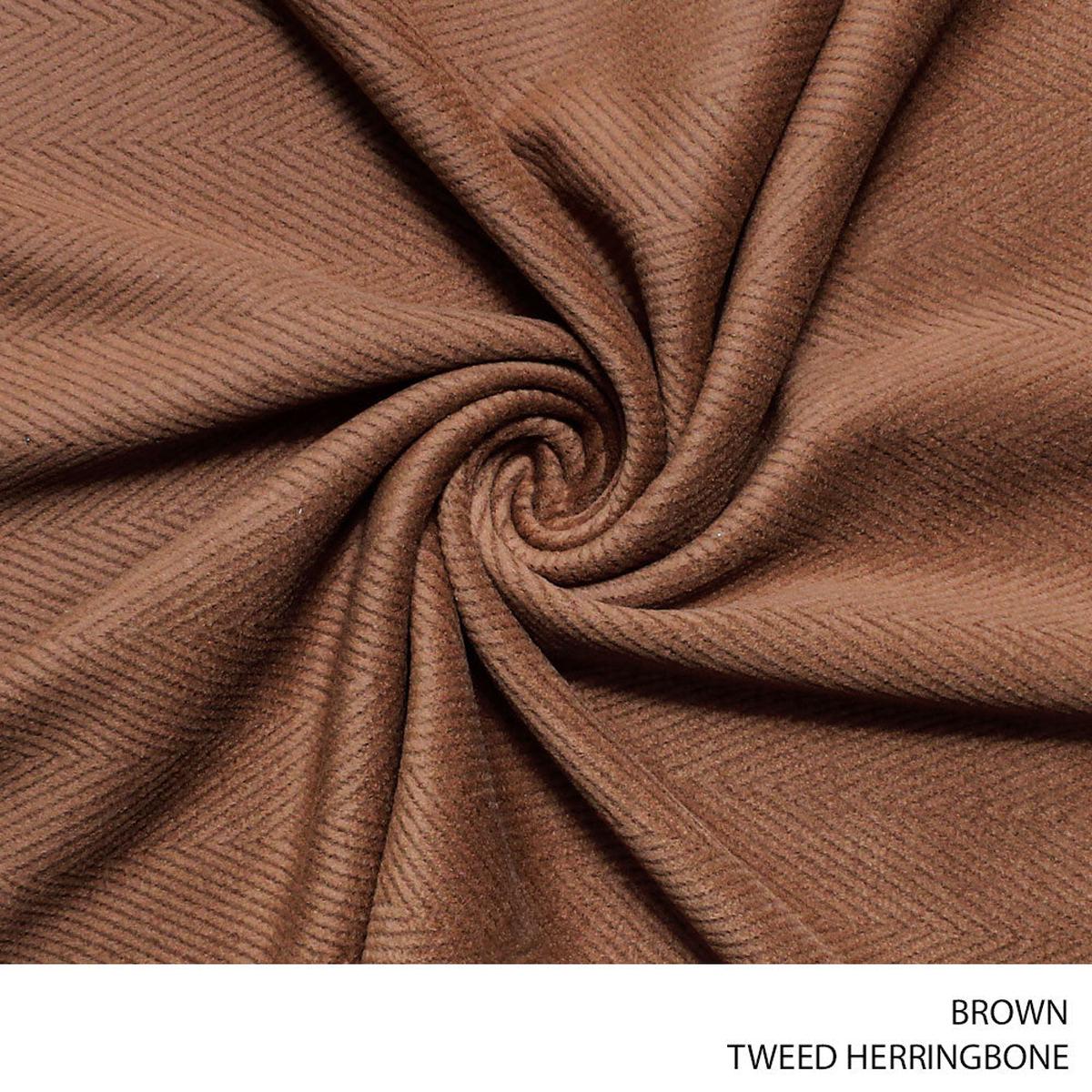 TWEED HERRINGBONE FABRIC 150CM BROWN