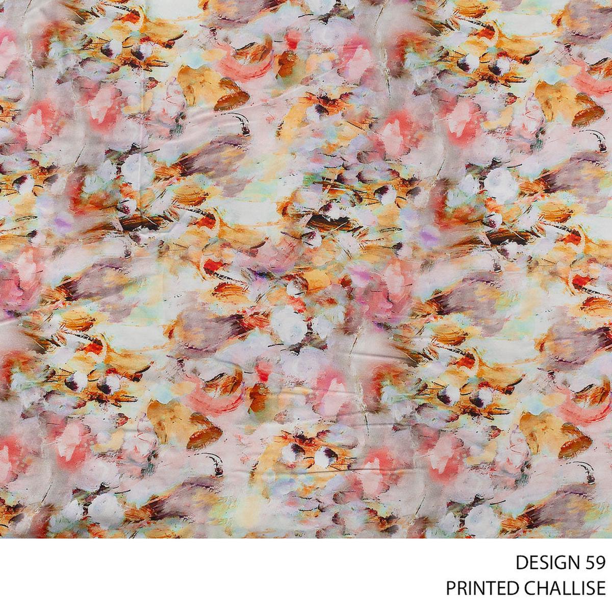 CHALLIS PRINTED FABRIC 150CM AMBER ROLL ROLL 002