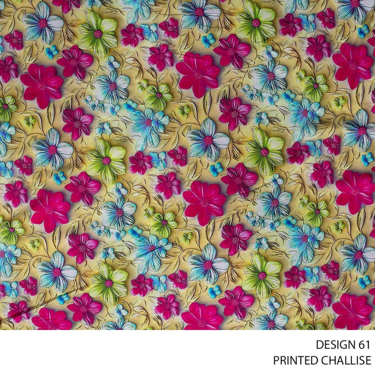 CHALLIS PRINTED FABRIC 150CM CERISE ROLL ROLL 003