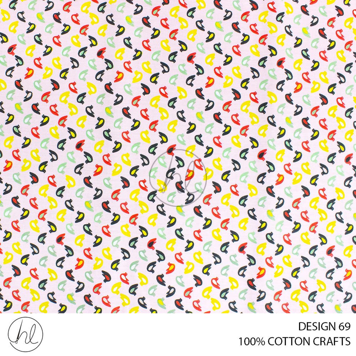 COTTON CRAFT BIRDS PRINTED FABRIC PINK ROLL ROLL 001