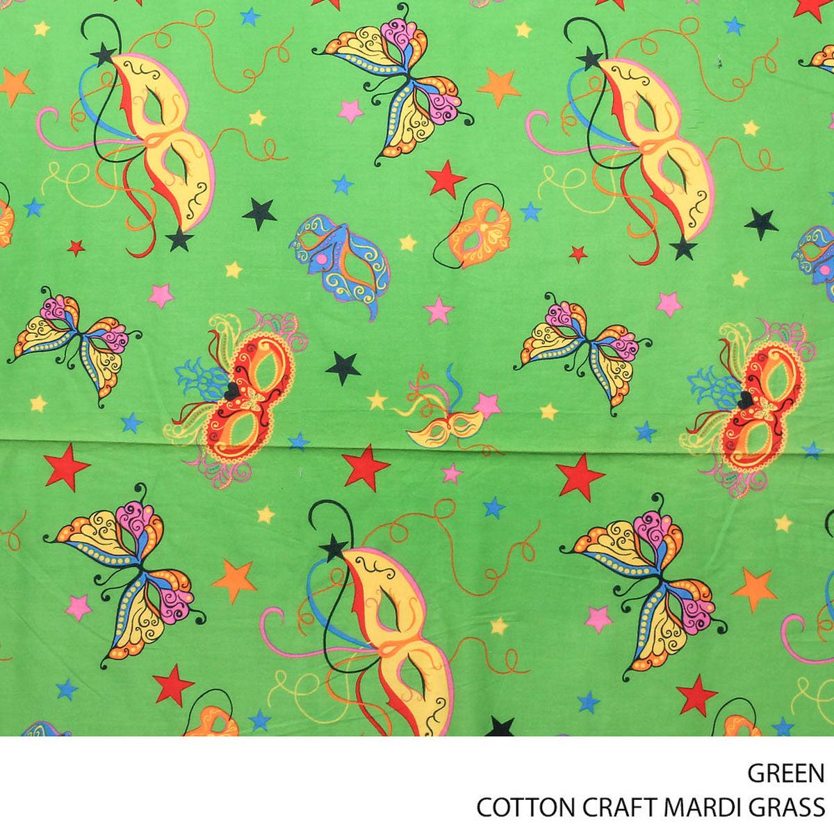 COTTON CRAFT MARDI GRASS FABRIC GREEN