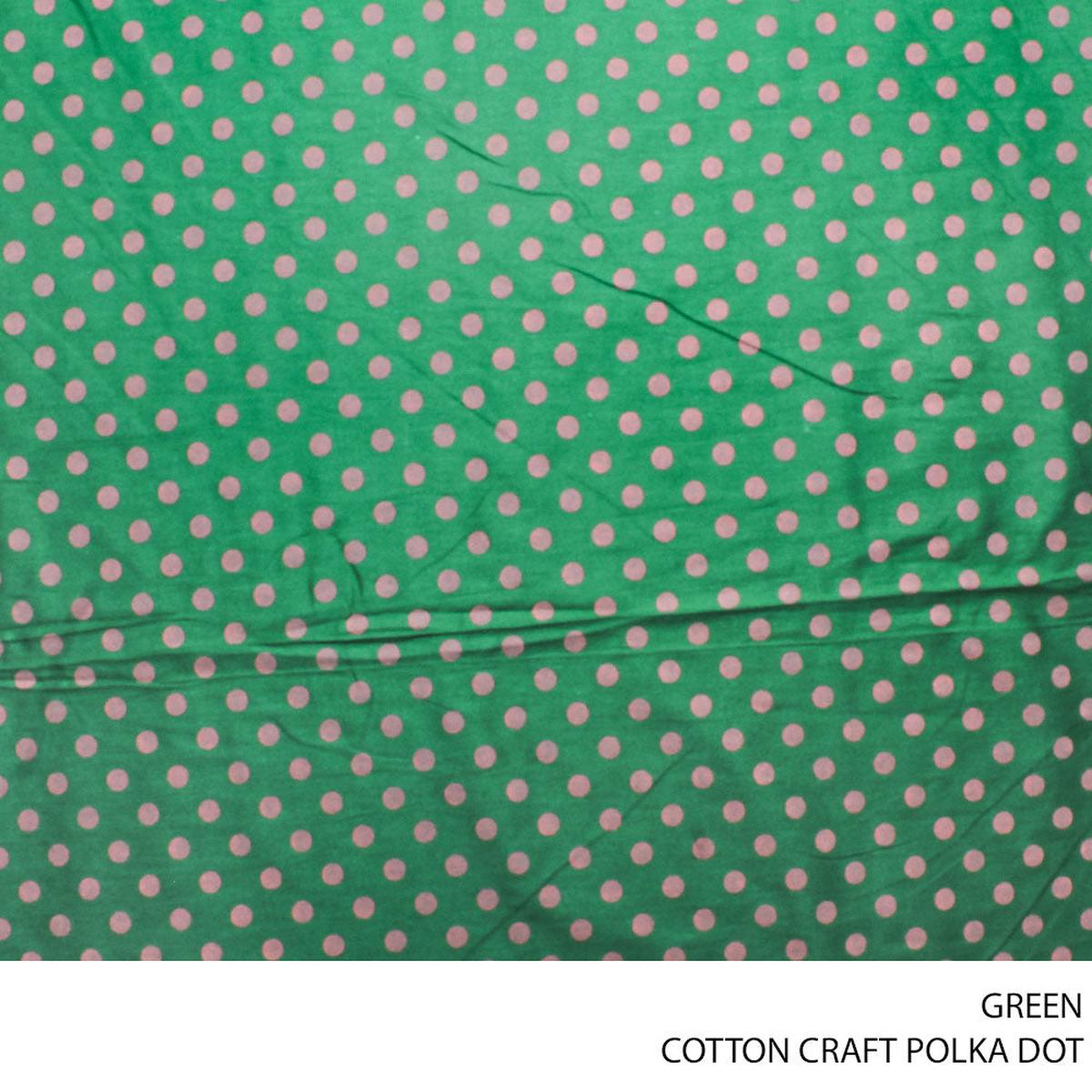 COTTON CRAFT POLKA DOT FABRIC GREEN ROLL ROLL 001